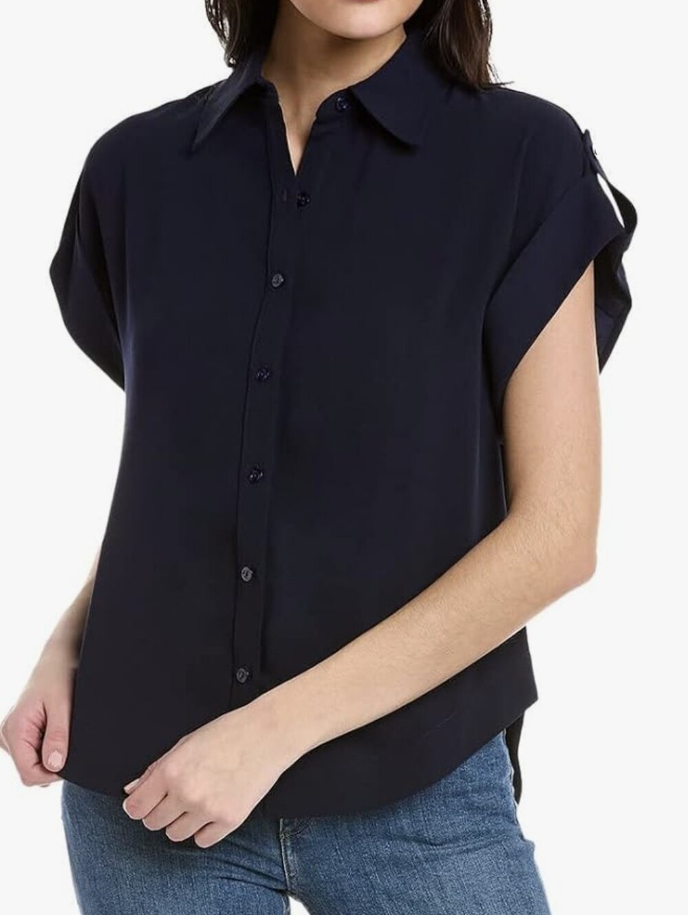 Michael Kors Women’s Plus Black Short-Sleeve Button-Down Shirt, size 1X